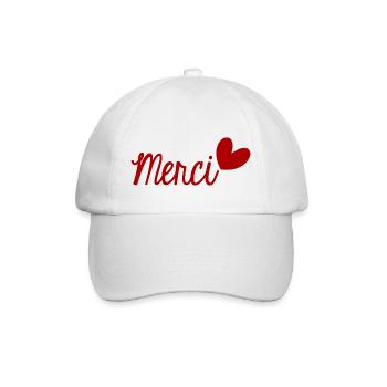 MERCI. THANKS. THANK YOU. ANNIVERSAIRE. NAISSANCE. - Casquette classique - blanc/blanc - Devant