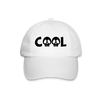 Totenkopf und cool (schwarz) - Baseballkappe - Weiß/Weiß - Vorne
