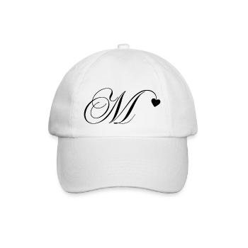 Letter m calligraphy heart - Baseball Cap - white/white - Front