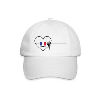 France Battement de Cœur Drapeau Français Fierté - Casquette classique - blanc/blanc - Devant