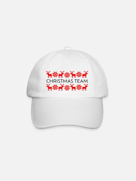 Elch Sterne Norwegen Ugly Christmas Team Santa - Baseballkappe - Weiß/Weiß