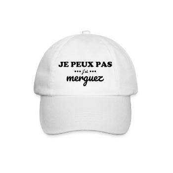 "T-shirt "Je peux pas j'ai merguez" - Casquette classique - blanc/blanc - Devant