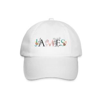 Art du nom JAMES avec fleurs brodées - Casquette classique - blanc/blanc - Devant