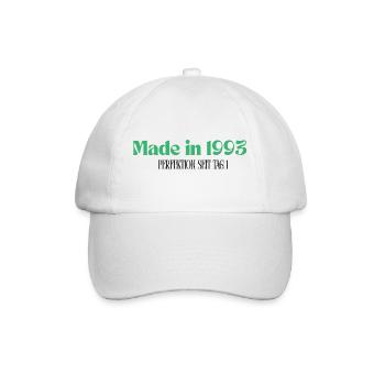 Made in 1993 - Perfektion seit Tag 1 - Baseballkappe - Weiß/Weiß - Vorne