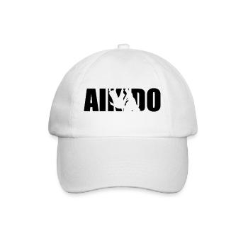 Klassisches Aikido Design – Ruhe & Kraft - Baseballkappe - Weiß/Weiß - Vorne
