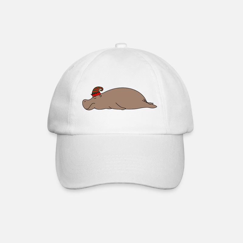 Hyperpotame paresseux endormi Chopeau drôle d’elfe de Noël - Casquette classique - blanc/blanc