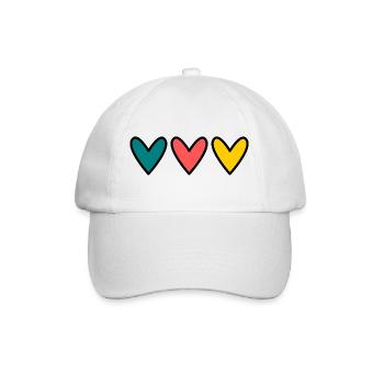 HERZ. HERZ. VALENTINSTAG. LIEBE. LIEBE. PAAR. - Baseballkappe - Weiß/Weiß - Vorne