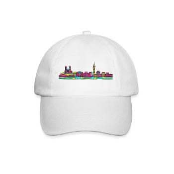 Lyon City Skyline Basilica Moderne Linienkunst - Baseballkappe - Weiß/Weiß - Vorne