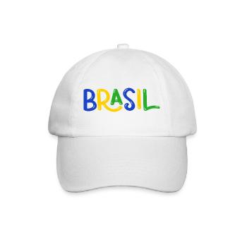 Brasilien Bubble Schriftzug Fussball Fan Shirt - Baseballkappe - Weiß/Weiß - Vorne
