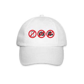 No Phone No Camera No Video Recording Sign Sticker - Baseball Cap - white/white - Front