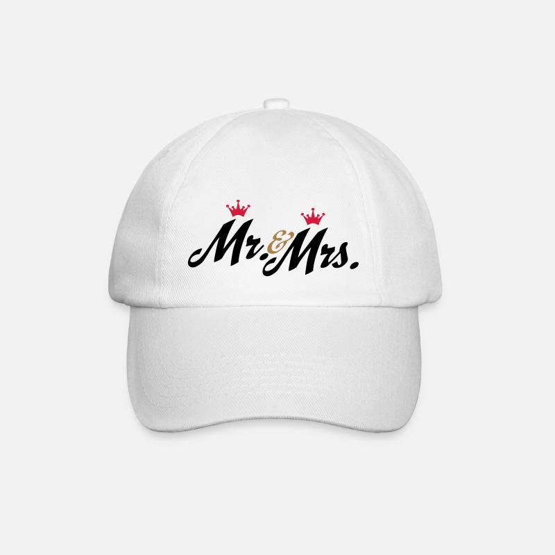 Lustige Geschenke zur Hochzeit, Mr and Mrs - Baseballkappe - Weiß/Weiß