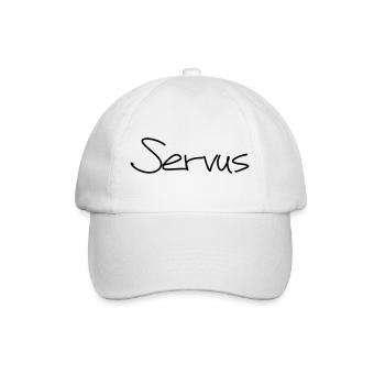 Servus Hallo Gruß Begrüßung Tschüss Geschenk - Baseballkappe - Weiß/Weiß - Vorne