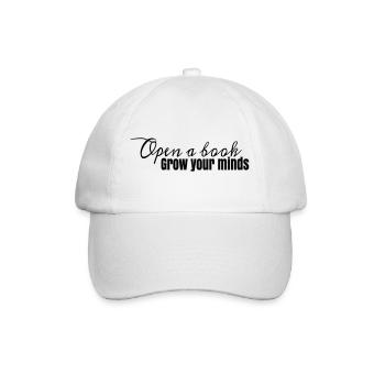 Buchdesign Open A Book, grow your minds - Baseballkappe - Weiß/Weiß - Vorne
