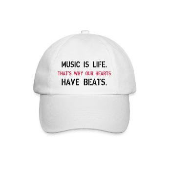 Music Is Life - Baseballkappe - Weiß/Weiß - Vorne