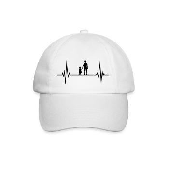 father and daughter pulse heartbeat frequency dad va - Baseball Cap - white/white - Front