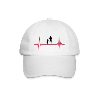 heart rate pulse dad father and daughter va - Baseball Cap - white/white - Front