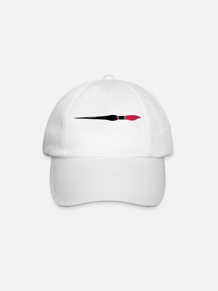 Artist tool brush / paint brush (3c) - Baseball Cap - white/white