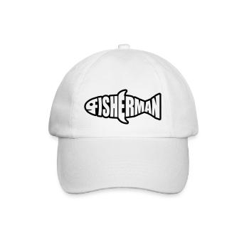 silhouette angler fisherman logo fischermann sea spor - Baseball Cap - white/white - Front