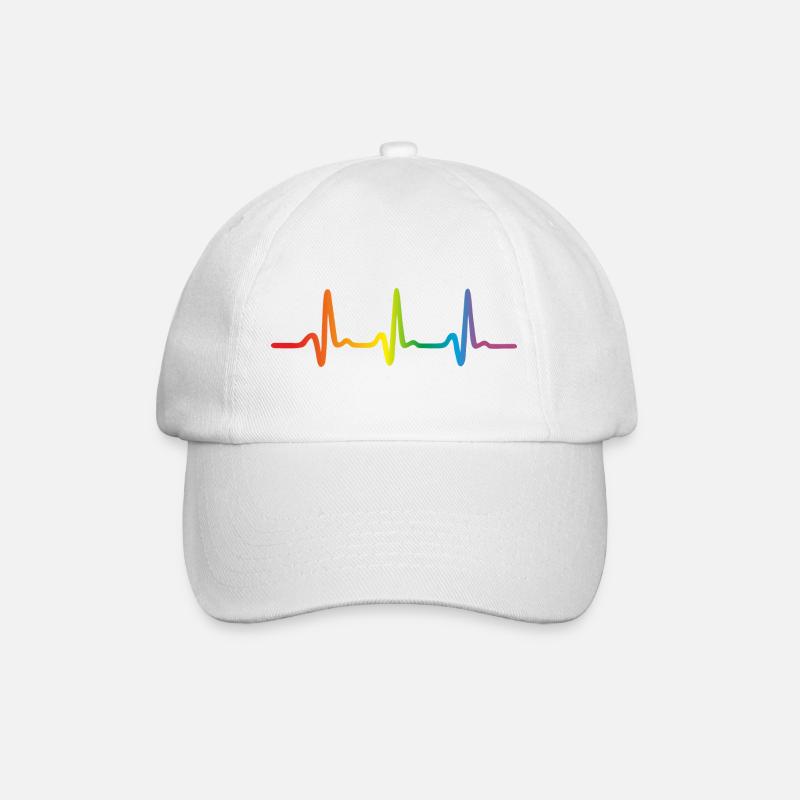 Lgbt Regenbogen Herzschlag, Pride EKG Puls - Baseballkappe - Weiß/Weiß