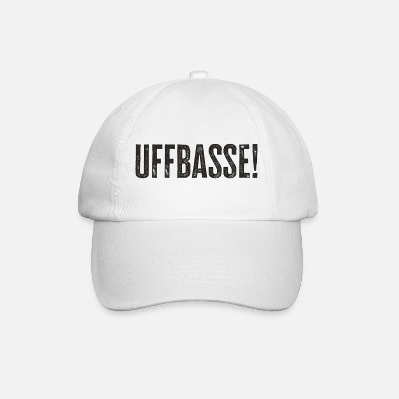 Uffbasse - Aufpassen Dialekt badisch deutsch - Baseballkappe - Weiß/Weiß