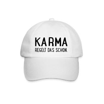Karma regelt das schon - Baseballkappe - Weiß/Weiß - Vorne