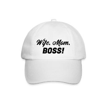 wife. mom. boss! - Baseballkappe - Weiß/Weiß - Vorne