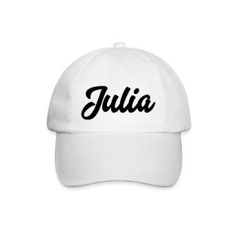 Julia benutzerdefinierte Text Geburtstagsname - Baseballkappe - Weiß/Weiß - Vorne