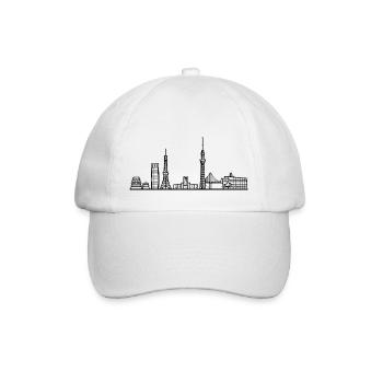 Tokyo Skyline in Black with Details - Baseball Cap - white/white - Front