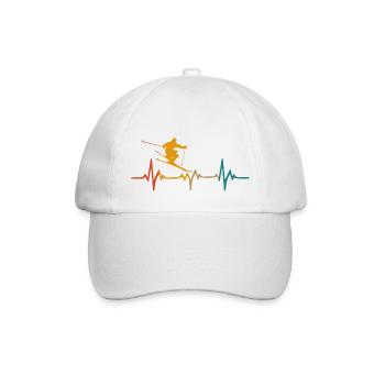 Skiing skier heartbeat - Baseball Cap - white/white - Front