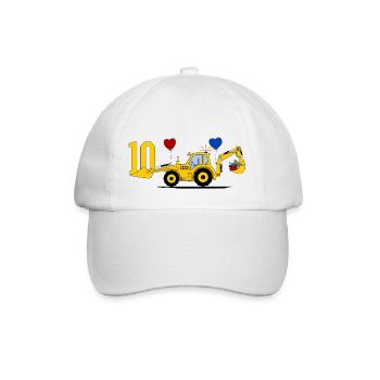 10e anniversaire tracteur excavatrice - Casquette classique - blanc/blanc - Devant
