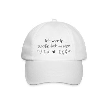 Ich werde große Schwester - Baseballkappe - Weiß/Weiß - Vorne