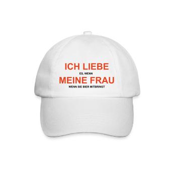 Cooles „Ich Liebe Meine Frau“ Design für Männer - Baseballkappe - Weiß/Weiß - Vorne