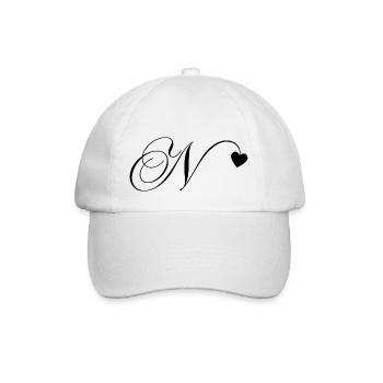 Letter n heart calligraphy - Baseball Cap - white/white - Front