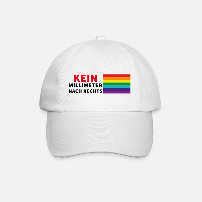 Kein Millimeter nach Rechts mit Pride- Spruch - Baseballkappe - Weiß/Weiß