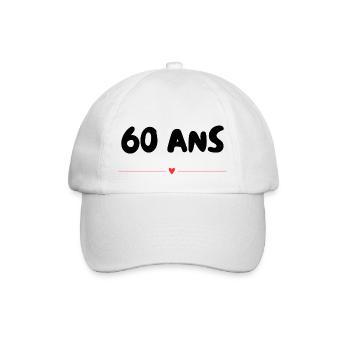 60. 60 ANS. 60e ANNIVERSAIRE. ANNIVERSAIRE 60 ANS. - Casquette classique - blanc/blanc - Devant