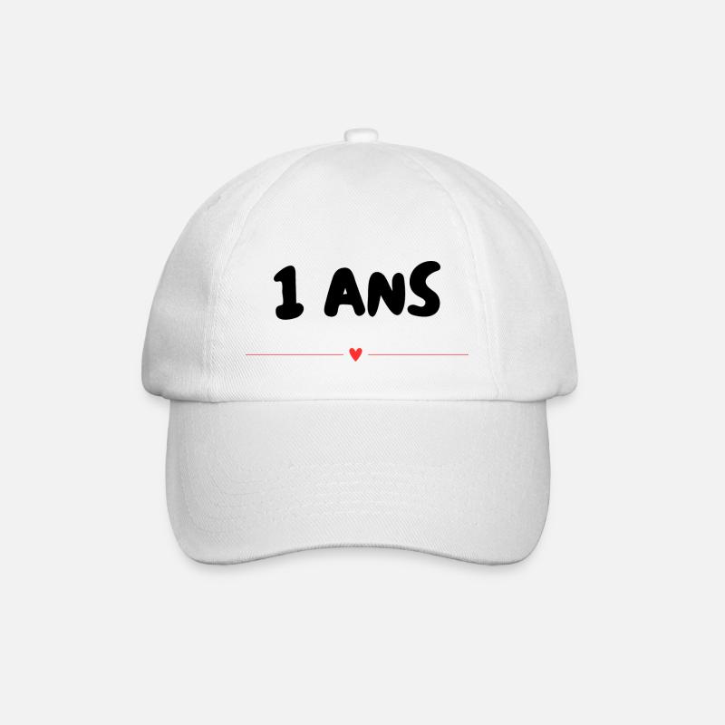 1. 1 AN. 1er ANNIVERSAIRE. ANNIVERSAIRE 1 AN. ANNI - Casquette classique - blanc/blanc