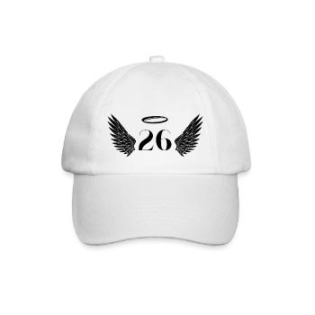 Nummer 26 Engel - Flügel zum 26. Geburtstag - Baseballkappe - Weiß/Weiß - Vorne
