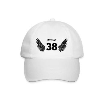 Number 38 Angel - 38th Birthday Wings - Baseball Cap - white/white - Front