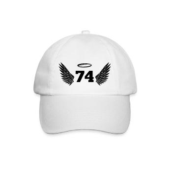 Number 74 Angel - 74th Birthday Wings - Baseball Cap - white/white - Front