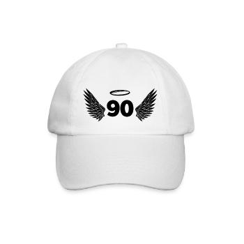 Engel Nummer 90 – Flügel zum 90. Geburtstag - Baseballkappe - Weiß/Weiß - Vorne