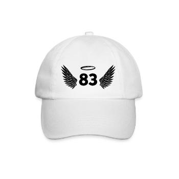 Number 83 Angel - 83rd Birthday Wings - Baseball Cap - white/white - Front