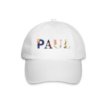PAUL name decorated with flowers - Baseball Cap - white/white - Front