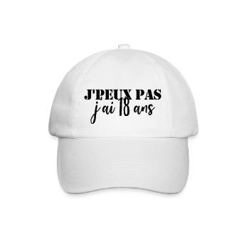 I Can't I'm 18 - Geburtstagsgeschenk - Baseballkappe - Weiß/Weiß - Vorne