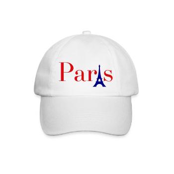 Paris Red Text with Blue Eiffel Tower - Baseball Cap - white/white - Front