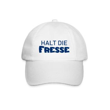 Halt die Fresse - Cooler Spruch - Schweigen - Baseballkappe - Weiß/Weiß - Vorne
