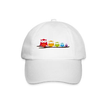 Colorful owl family sitting together on the branch - Baseball Cap - white/white - Front
