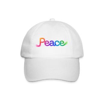 Farbige Peace-Schrift im Pfeildesign - Baseballkappe - Weiß/Weiß - Vorne