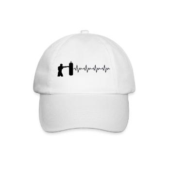 Boxer Boxerin Boxsack Boxen EKG Herzschlag - Baseballkappe - Weiß/Weiß - Vorne