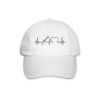 Hawaiian Ukulele Uke Heartbeat - Baseball Cap - white/white - Front