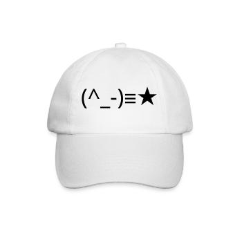 Zwinkerndes Emote (^_-)≡★ Augenzwinkern - Baseballkappe - Weiß/Weiß - Vorne